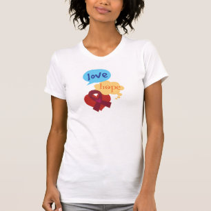 Love Hope Burgundy Ribbon T-Shirt