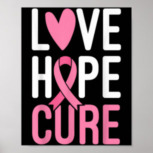 Love Hope Cure Breast Cancer Warrior Pink Ribbon S Poster