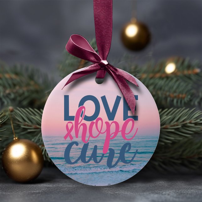 Love Hope Cure | Hand Painted Pastel Beach Sunset Ceramic Ornament (Creator Uploaded)