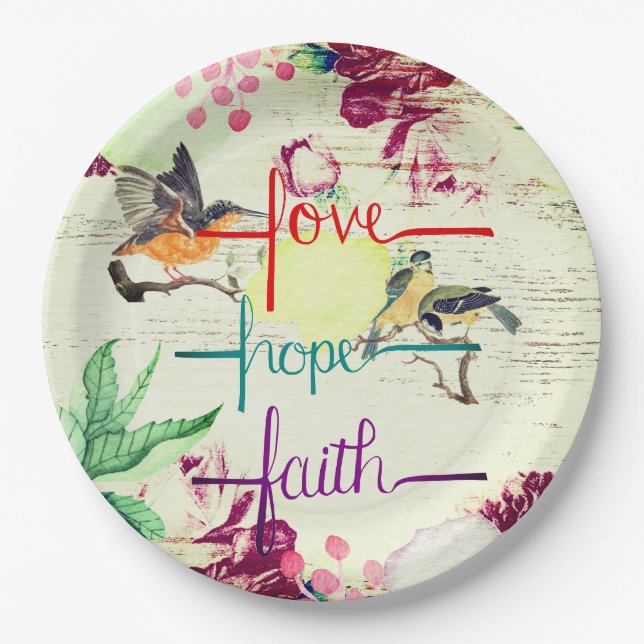 Love, Hope, Faith Paper Plates (Front)