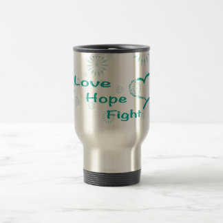 Love Hope Fight  - Ovarian Cancer Awareness Travel Mug