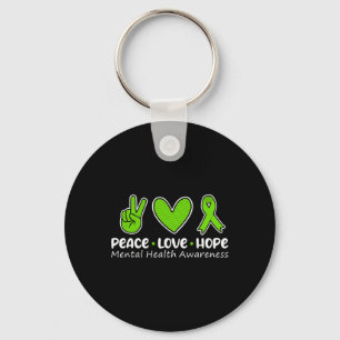 Love Hope Mental Health Awareness Green Ribbon Fun Key Ring