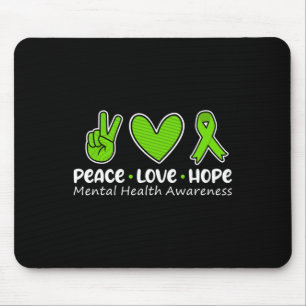 Love Hope Mental Health Awareness Green Ribbon Fun Mouse Pad