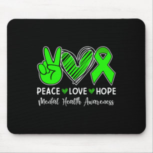 Love Hope - Mental Health Awareness Month Green Ri Mouse Pad