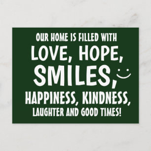 LOVE HOPE SMILES HAPPINESS KINDNESS Positive Words Postcard