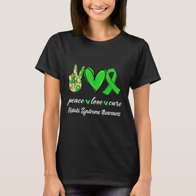 Love Hopie Greens Ribbon Kabuki Syndrome Awareness T-Shirt (Front)