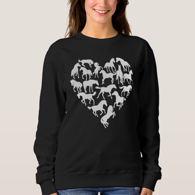 Love Horse Heart Silhouette Equestrian Owner Farm  Sweatshirt (Front)