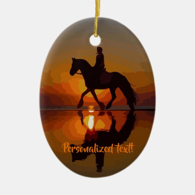 Love Horses, Horseback Riding, Personalised gift Ceramic Ornament (Front)