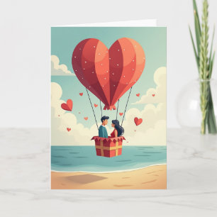 Love Hot Air Balloon Couple Card
