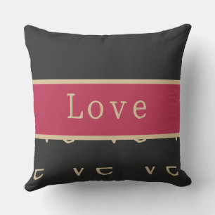 Love Hot Pink Black Gold Typography Modern Cushion