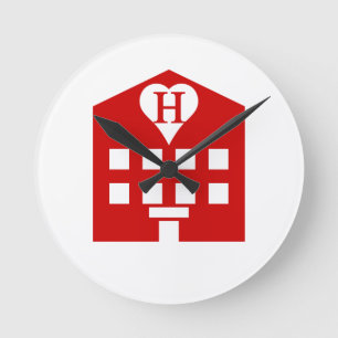 Love Hotel Japanese Emoji Round Clock