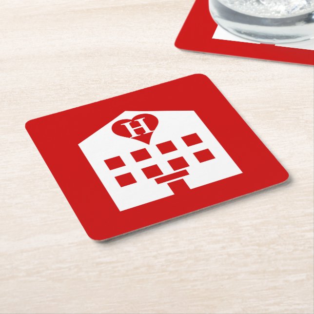 Love Hotel Japanese Emoji Square Paper Coaster (Angled)