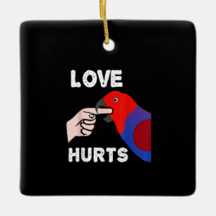 Love Hurts Female Eclectus Parrot Ceramic Ornament