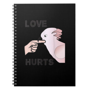 Love Hurts Moluccan Cockatoo Parrot Biting Finger Notebook