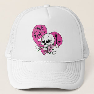 Love Hurts Skull Trucker Hat