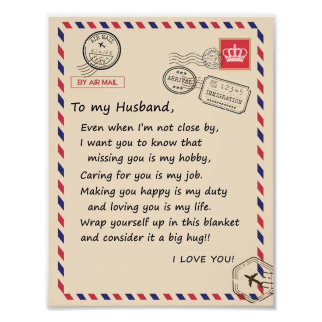 Love Husband | Letter To My Husband I Love You Photo Print (Front)