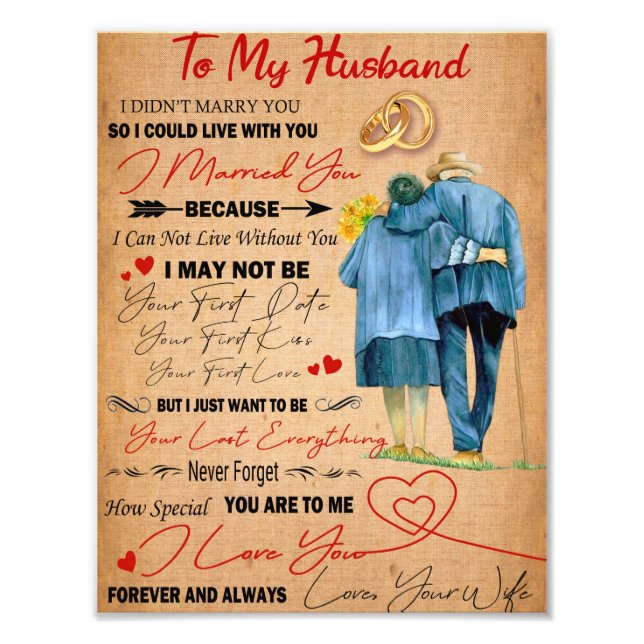 Love Husband | Letter To My Husband I Love You Photo Print (Front)