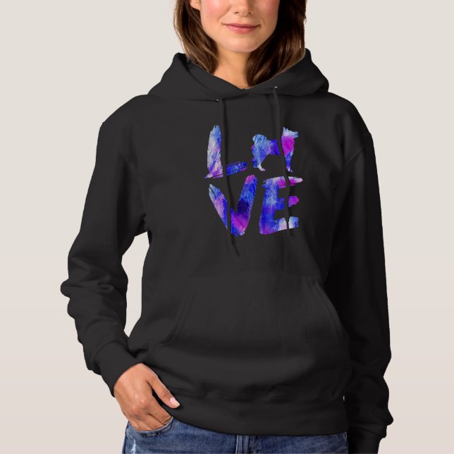 Love Husky Watercolor Blue Dog Mum Dad 1 Hoodie (Front)