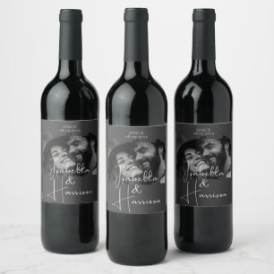 Love I Happy Wedding Custom Puzzle Photo Wine Label