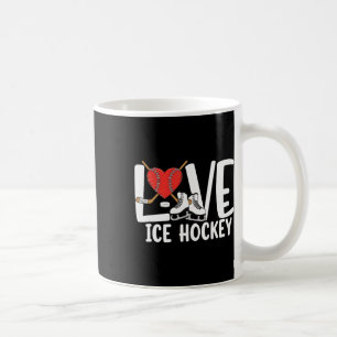 Love Ice Hockey Cute Skates Stick And Puck Sports Coffee Mug