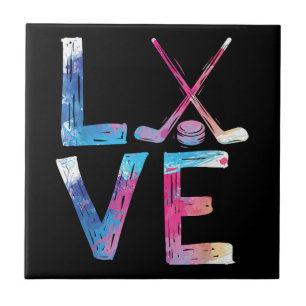 Love Ice Hockey Girls Hockey Gifts Womens Ice Hock Ceramic Tile