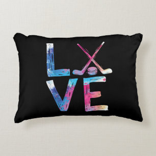 Love Ice Hockey Girls Hockey Gifts Womens Ice Hock Decorative Cushion