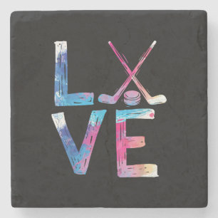 Love Ice Hockey Girls Hockey Gifts Womens Ice Hock Stone Coaster