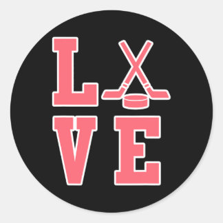 Love Ice Hockey Player Coach Sports Lover Graphic Classic Round Sticker