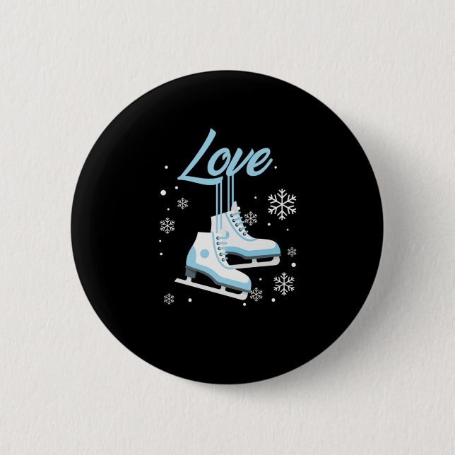 Love Ice Skating Winter Sports Gift 6 Cm Round Badge (Front)