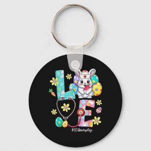 Love Icu Nurse Life Bunny Stethoscope Easter Key Ring