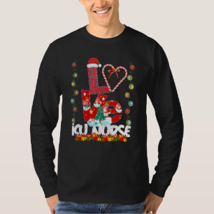 Love Icu Nurse Santa Hat Candy Xmas Pajama T-Shirt