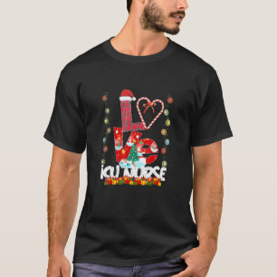 Love Icu Nurse Santa Hat Candy Xmas Pajama T-Shirt