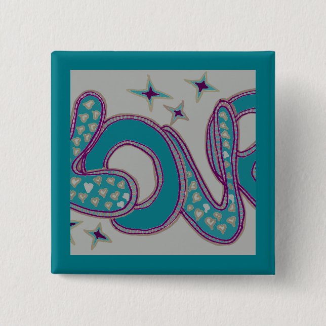 Love in 1960s style 15 cm square badge (Front)