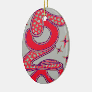 Love in 1960s style ceramic tree decoration