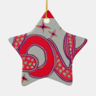 Love in 1960s style ceramic tree decoration