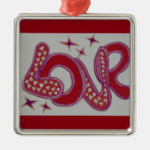 Love in 1960s style metal tree decoration