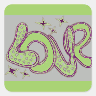 Love in 1960s style square sticker