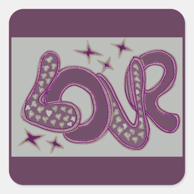 Love in 1960s style square sticker (Front)