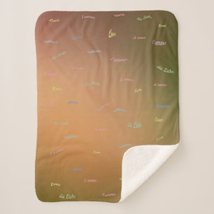 Love in a different languages brown sherpa blanket