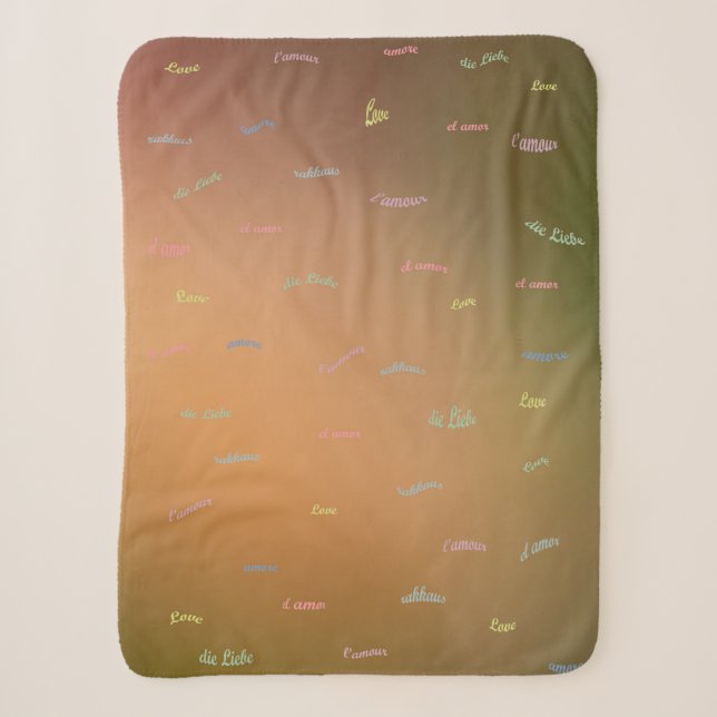 Love in a different languages brown sherpa blanket (Front)