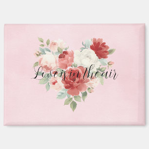 Love in Air Red Pink Heart Floral Magnet