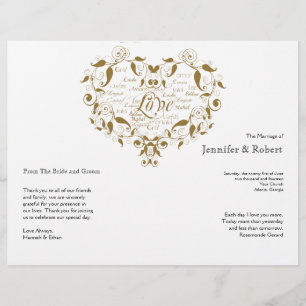 Love in Any Language in Gold Wedding Program