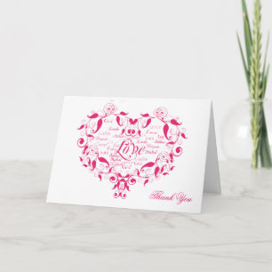 Love in any Language in Hot Pink Thank You card