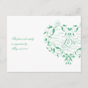 Love in Any Language in Mint Green RSVP Postcard