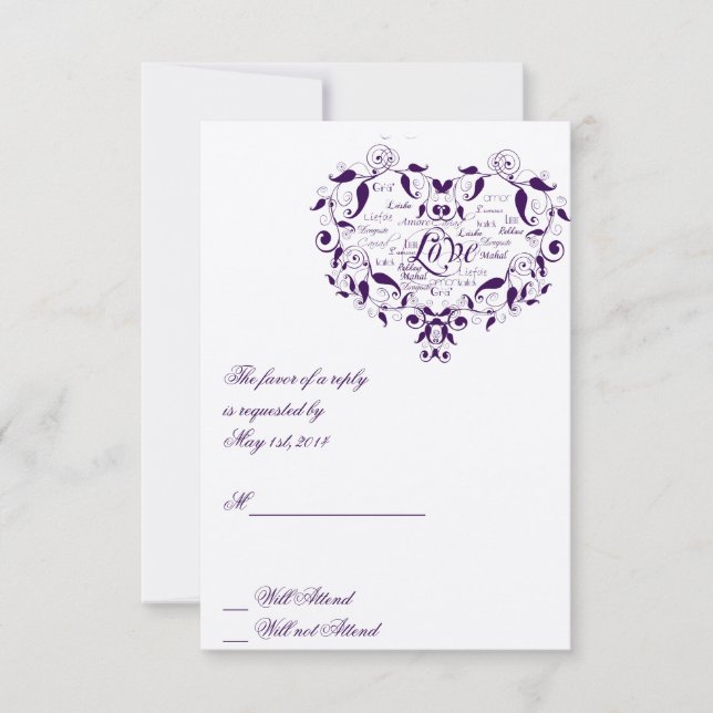 Love in Any Language in Purple Response card (Front)