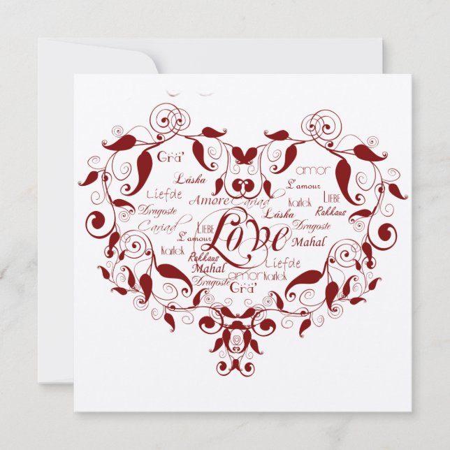 Love in Any Language in Red Wedding Invitation (Front)