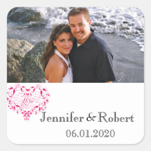 Love in Any Language Pink Wedding Favour Sticker
