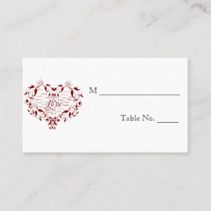 Love in Any Language Red Wedding Place Cards