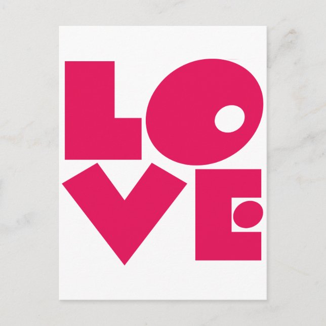 LOVE in Big Pink Letters Holiday Postcard (Front)