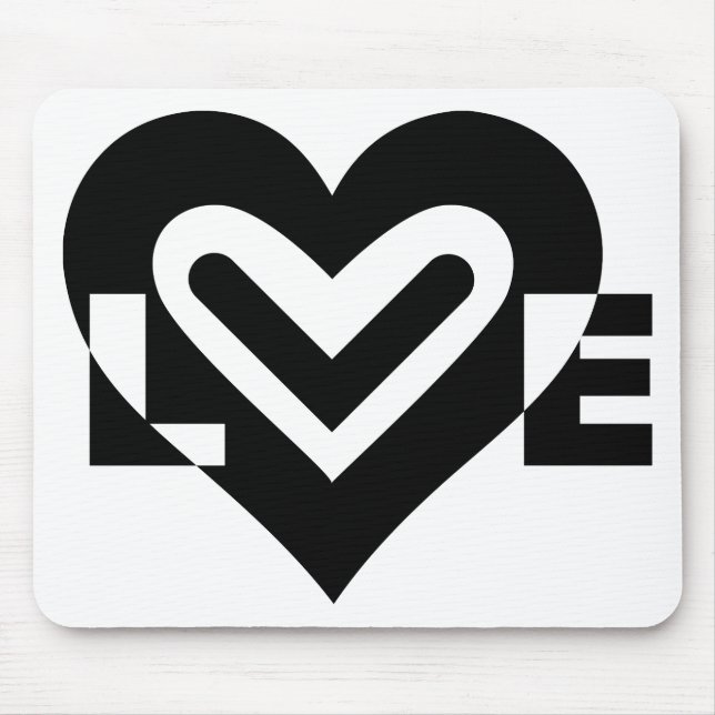 Love in Black Mouse Pad (Front)